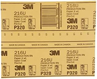 3M Gold Abrasive Sheet 216U, 02541, P320 Grade, 9 in x 11 in, 50 Sheets