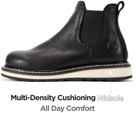 SUREWAY Men's 6-Inch Slip-On Chelsea Work Boots, Soft Toe Leather Boots
