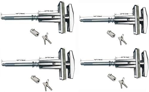 Dixie Narco T-Handle Replacement Whole Set Assembled with High Security Lock (Chrome Pack of 4, Assembled w/High Security Plug Lock)