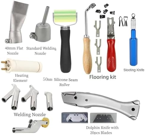 Beyondlife 1600W Hot Air Plastic Welder Heat Gun PVC Vinyl Flooring Welding Tool Hot Gas Pistol Kit, with Various Welding Accessories