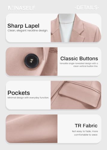Mina Self Women's Business Casual Blazer Slim Fitted Lightweight Jacket