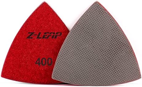 Diamond Triangular Sandpaper Sheet Discs Sanding Pads for for Grinding Stone Glass Ceramic 3"(80mm) 400 Grit