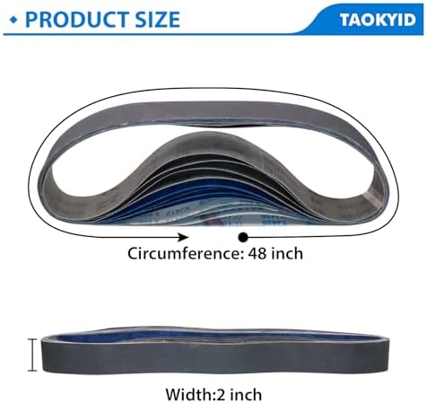 Taokyid 2x48 Inch Silicon Carbide Sanding Belts, 120-1000 Grit, 12 Pack