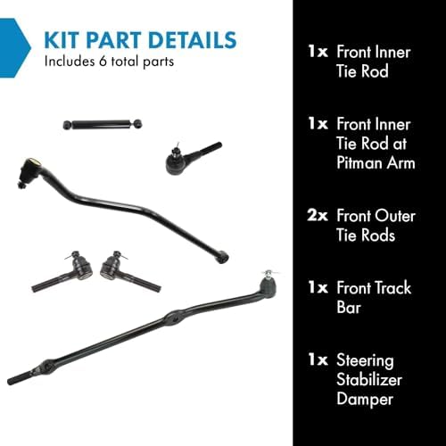 TRQ Front Steering & Suspension Kit Steering Stabilizer Damper Tie Rod