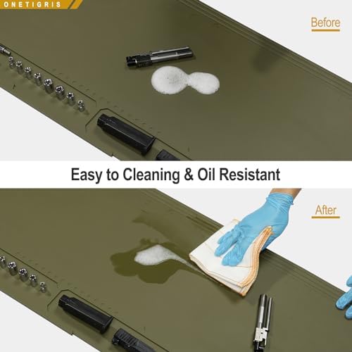 OneTigris Gun Clean Mat Magnectic for Table, Extra Large 48"x16" Anti-Slip Rubberized Repair Mat for Gun Parts, Protects Work Surface from Solvents and Oils