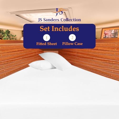 JS Sanders V Berth Boat Sheet 3 Pcs 600 TC Egyptian Cotton,White
