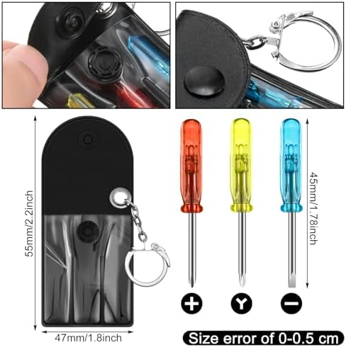 72 Pcs Mini Screwdriver Tape Keychain Set Multitool Pen Card Father's Gifts Bulk Mini Tool Set for Adult Men Dad (Yellow,Black)