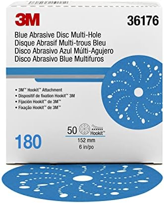 3M Hookit Blue Abrasive Disc, 321U, 36176, 6 in, 180+ Grade, Multi-Hole