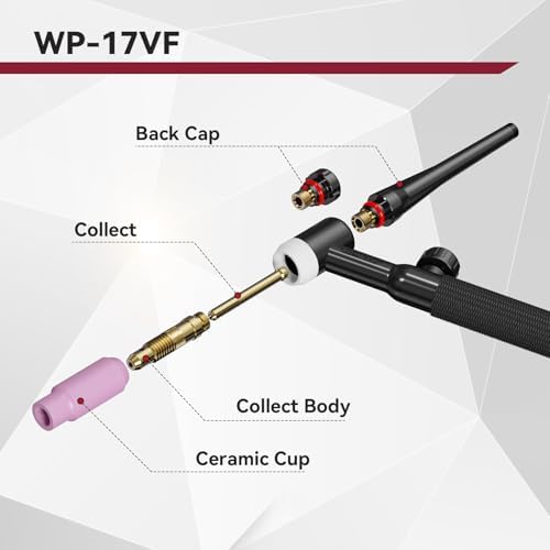 ARCCAPTAIN WP-17FV Argon TIG Welding Gun 2.0, 13FT Red Air Hose