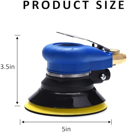 Air Random Obrital Sander 5" Dual Action Palm Sander, Hook and Loop Air Powered and Swirl Free. (5" da sander)