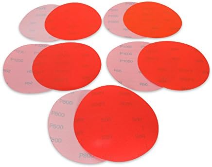 6 Inch Extra Fine Grit High Performance Hook and Loop Wet/Dry Auto Body Film Sanding Discs, 50-Pack Assortment