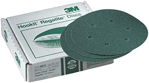3M Green Corps Hookit Sanding Discs, Dust Free, 00612, 6 in, 80+ Grade, Pack of 25 Production Discs, for Coating Removal, Metal Surfaces, Auto Sanding