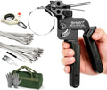 106PCS Heavy-Duty Stainless Steel Cable Tie Tool Kit - Metal Zip Tie Gun Cutter and Tighter w/Zip Ties Holder & Release Tools | Chain-link Fence Tool Set for Fastening, Outdoor Use