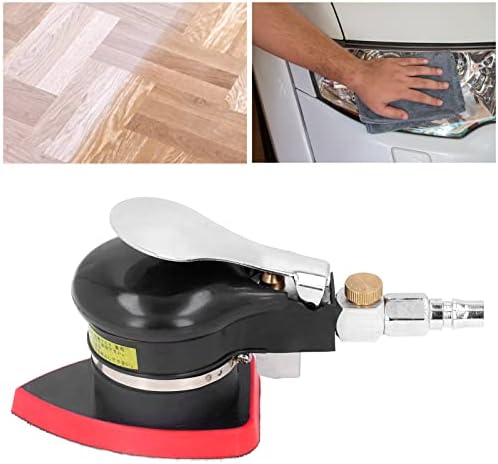 LiebeWH Random Orbital Air Sander, Pneumatic Corner Detail Polishing Tool with Ergonomic Handle 12000 RPM Stainless Steel Rubber Body 102 x 70 mm Pad for Wood Metal