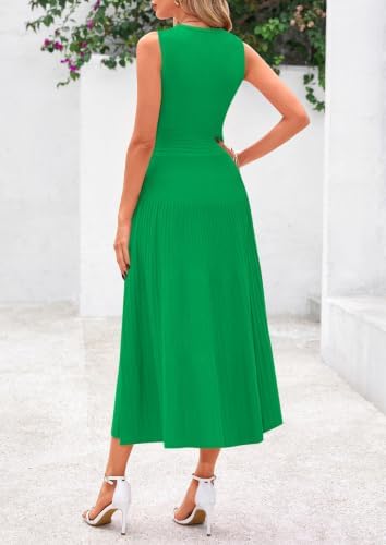 PRETTYGARDEN Women's Summer Pleated Midi Work Dress