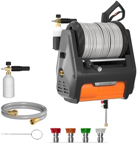 Giraffe Tools Retractable Wall Mount Pressure Washer Pro with 100FT Hoses