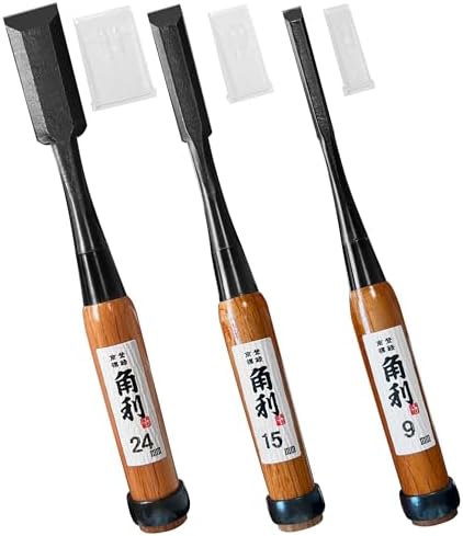 KAKURI Japanese Wood Chisel Set 3-Piece for Woodworking (Long Handle)