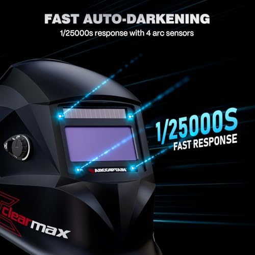 ARCCAPTAIN Welding Helmet Auto Darkening, 1/25000s Response, Shade 4/9-13