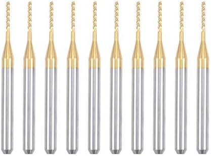 uxcell 10Pcs 1mm Titanium Coat Carbide End Mill Engraving Milling Cutter CNC Router Bits for PCB Machine, 1/8" Shank