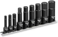 Titan 49010 9-Piece Impact SAE Hex Bit Socket Set, Sizes 1/4" thru 3/4", S2 and 6150 Alloy Steel, Extra-long Design for Greater Reach and Access, Metal Storage Rail