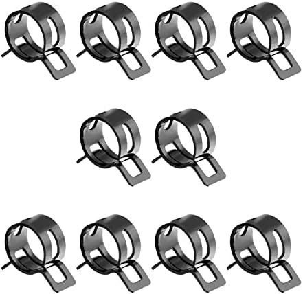 10pcs 0.55" ID Constant Tension Band Hose Clamps, 14mm Spring Band Type Action Hose Clamp Manganese Steel Fuel Line Clamp Low Pressure Air Clip Clamp for Fuel Hose Line Water Pipe Air Tube black