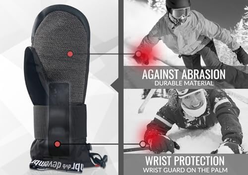 devembr Advanced Snowboarding Mittens with Wrist Guards & Removable Liners