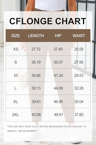 CFLONGE Womens Ankle Work Pants Trousers Casual Slacks