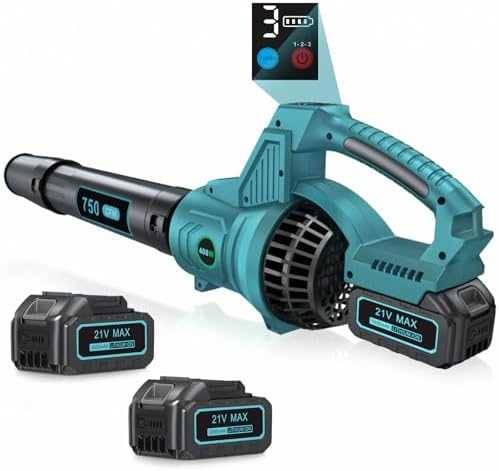 Battery Leaf Blower 750 CFM, Leaf Blower Cordless with 2 x 5.5Ah Battery