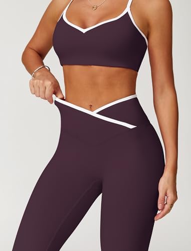 ABOCIW Workout Sets for Women 2 Piece Color Block Strappy Sports Bra High Waist Shorts Gym Yoga Pilates Outfits