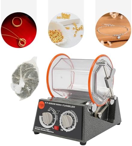 Jewelry Tumbler Polisher Electric Rotary Tumbler Machine with 0-60 Minutes Timer, 5 Speeds Jewelry Polishing Machine for Jewelry Polishing Grinding