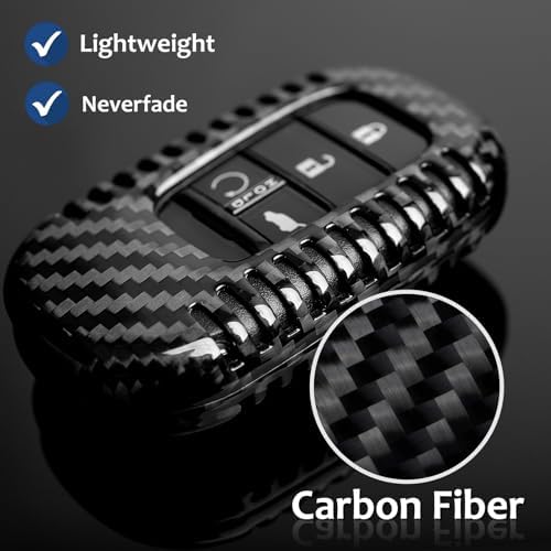 T-carbon Key Fob Cover Compatible with Honda Key Case | Real Carbon Fiber Key Shell fits for Honda Civic Type R Accessories Accord HR-V CR-V Pilot Sport SI EX EX-L Accessories,Black