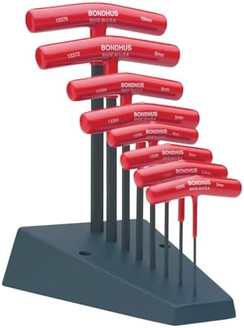 Bondhus 13389 Set of 8 Hex T-handles w/Stand, sizes 2-10mm, Multicolor, One Size