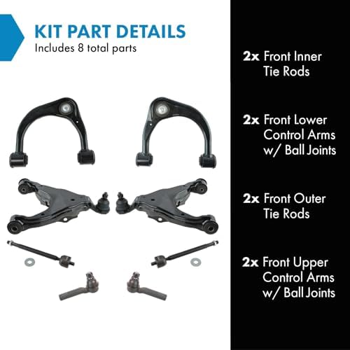 TRQ Front Steering & Suspension Kit Control Arm with Ball Joint Tie Rod