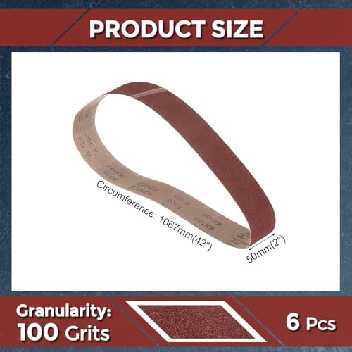6 Pcs Sanding Belts 2 x 42 Inch 100 Grit Aluminum Oxide