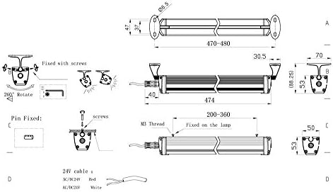 Industrial/Machine LED Tube Light, 6W 110-220V IP67 Explosion Proof CNC Machine Work Light Internal Lamp White Light(6)