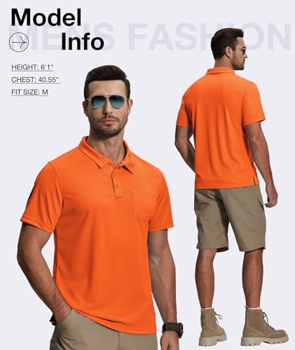 ZITY 5 Pack Polo Shirts for Men with Pocket Dry Quickly Short Sleeve Athletic Outdoor Work Collared Shirts