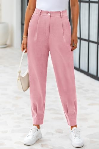 CFLONGE Womens Ankle Work Pants Trousers Casual Slacks
