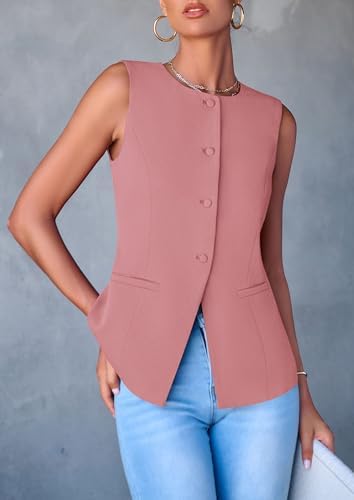 PRETTYGARDEN Women Tailored Suit Vest Business Casual Tops