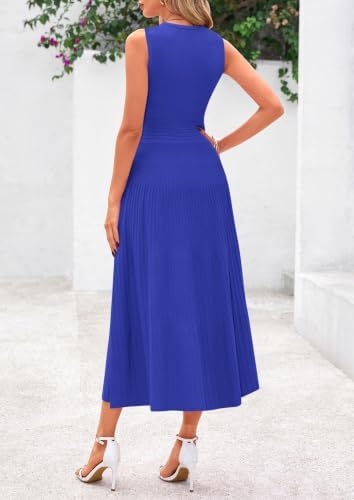 PRETTYGARDEN Women's Summer Pleated Midi Work Dress