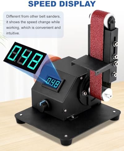 Mini Electric Belt Sander, Variable Speed Desktop Grinder for Knife Making