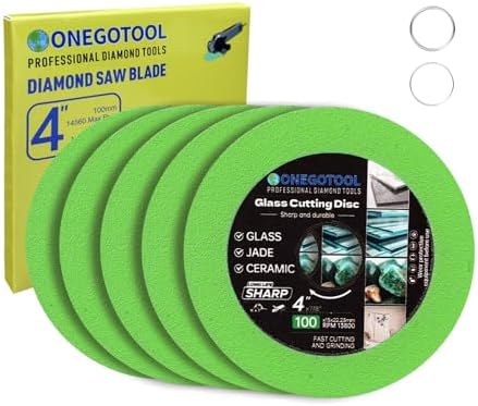 4 inch Tile Cutter Glass Cutting Disc for Angle Grinder, 7/8" Glass Ceramic Diamond Cutting Blade Disc for Grinding Jade, Crystal, Wine Bottles, Tile. (5pcs)