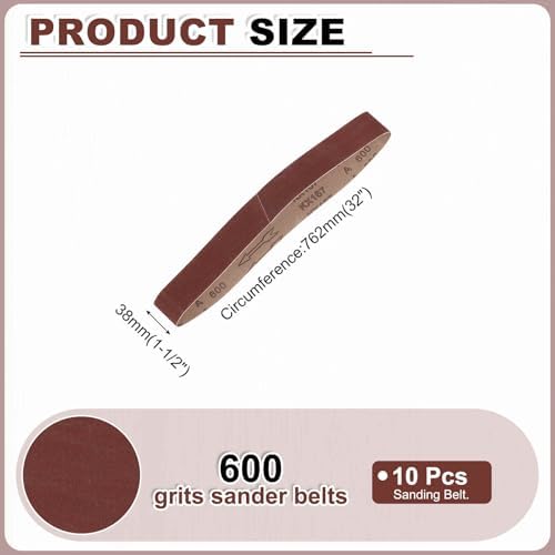HARFINGTON 1-1/2 x 30 Inch Sanding Belts, 10 Pcs 600 Grits Aluminum Oxide