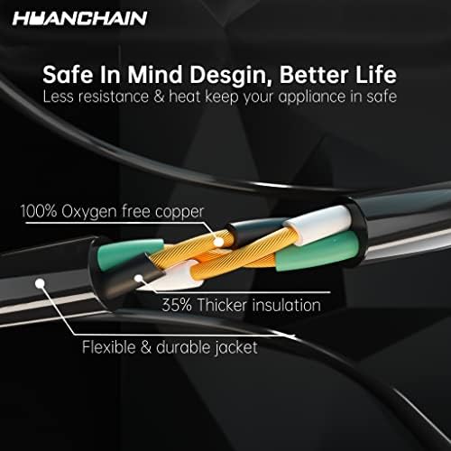HUANCHAIN Indoor Outdoor Black Extension Cord 40 FT Waterproof 16/3 Gauge