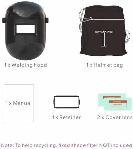 Tefuawe Black Chopped Fiberglass Sugar Scoop Welding Helmet, Medium Cut Top and Bottom Pipeline Welding Hood