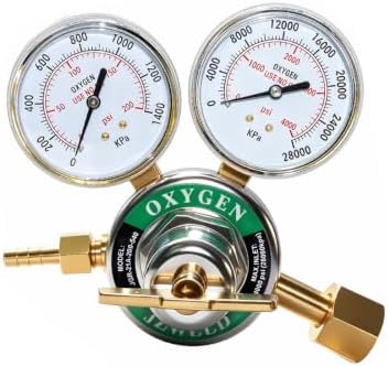 Oxygen Regulator, CGA540 Inlet Connection | B Size Oxygen Regulator for Gas Cutting Welding Torch, Welding Oxygen Tank Regu lator,Oxygen Welding Regulator