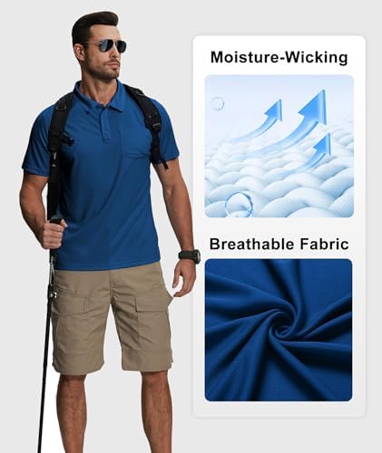 ZITY 5 Pack Polo Shirts for Men with Pocket Dry Quickly Short Sleeve Athletic Outdoor Work Collared Shirts