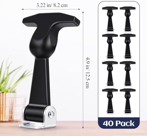 Mudder 40 Pcs Rubber Latches T-Handle Steel Brackets for Hood Cabinet | Elastic Rubber Strap, Stainless Steel Brackets, Flexible Hasp for Vehicle Engine Hood, Tool Box, Cabinet Secure