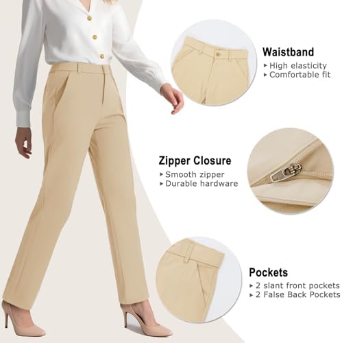 iChosy Women's Stretch Straight Leg Dress Work Pants Business Casual Slacks