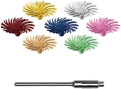 Dedeco Sunburst - 1/2 Inch TC Snap On Radial Bristle Discs - Precision Thermoplastic Rotary Cleaning and Polishing Tool Set, Assorted: 6 of Each 7 Grit Textures Plus 5431 Mandrel (43 Piece)