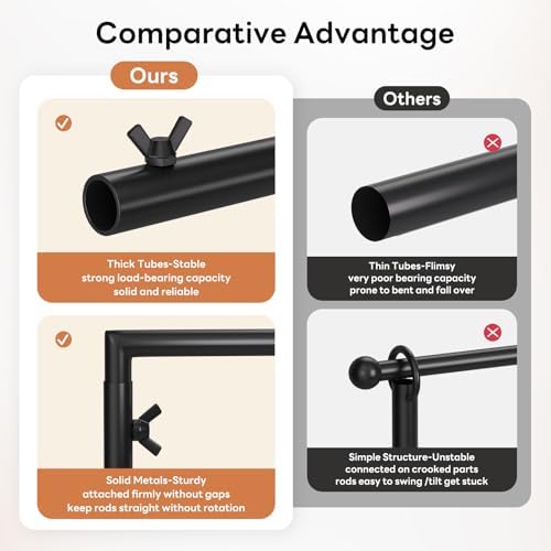 XLHOMO Over The Table Rod Stand with Clamps, Adjustable 32''-79'' Tall 32"-131" Length, Black Table Arch Stand Metal Balloon Frame Hanging Rod for Weddings Birthdays Party Garden Arbors Decoration